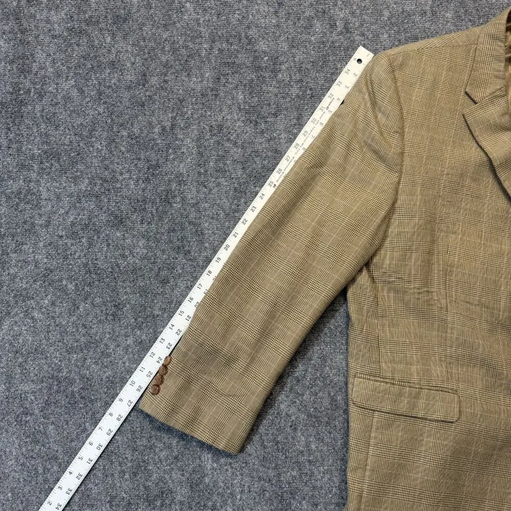 Lauren Ralph Lauren Mens Tan Glen Plaid Blazer Sport Coat 2 Button Classic